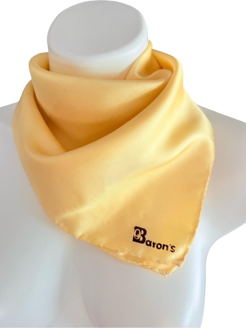 Oleg Cassini Burmel 100% Silk 20” Square Scarf Butter Yellow Neckerchief Vintage
